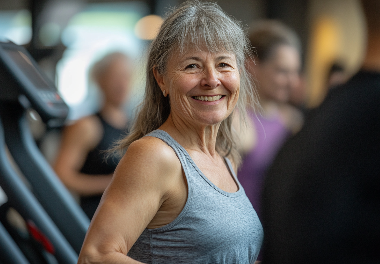 Активні старші люди на тренуванні